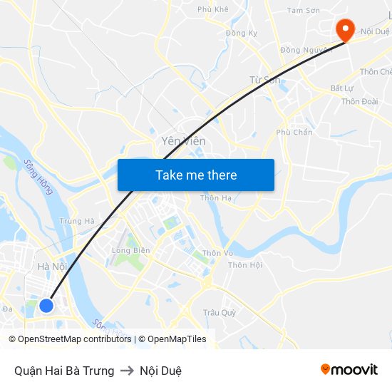 Quận Hai Bà Trưng to Nội Duệ map