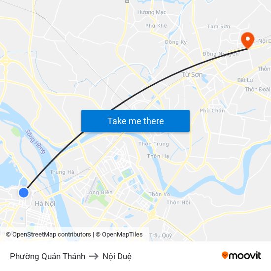 Phường Quán Thánh to Nội Duệ map