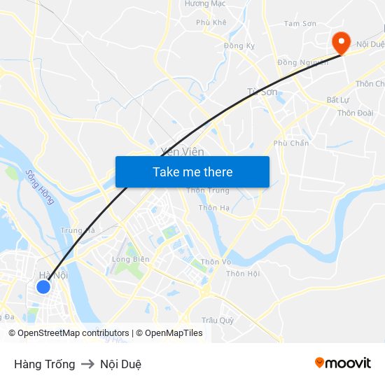 Hàng Trống to Nội Duệ map