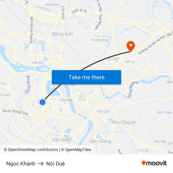 Ngọc Khánh to Nội Duệ map