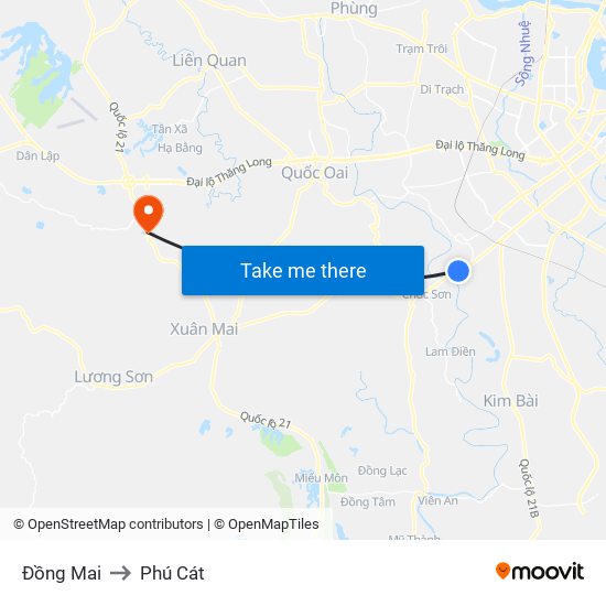 Đồng Mai to Phú Cát map