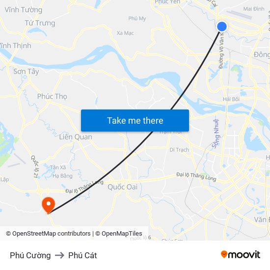 Phú Cường to Phú Cát map