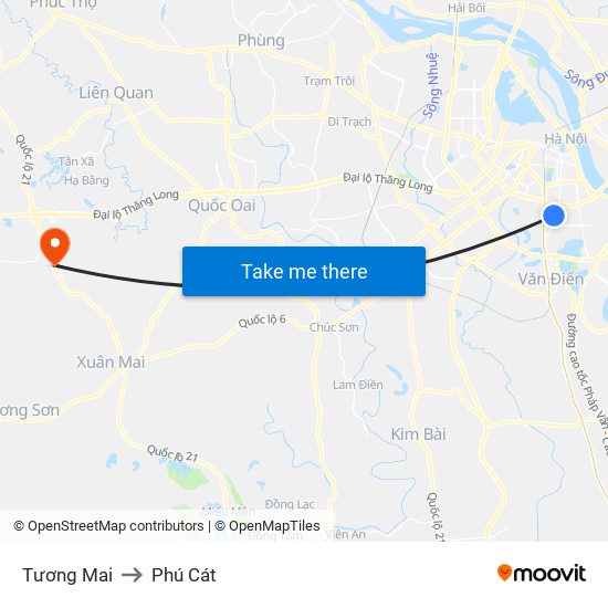 Tương Mai to Phú Cát map