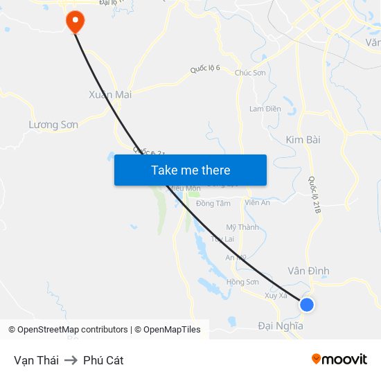 Vạn Thái to Phú Cát map