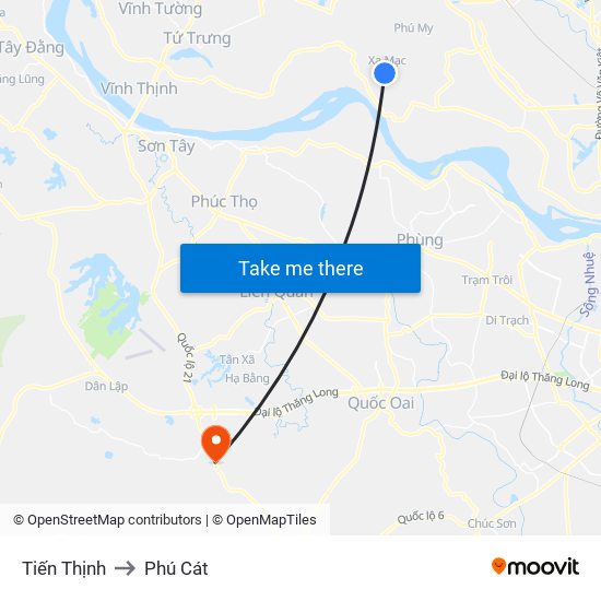 Tiến Thịnh to Phú Cát map