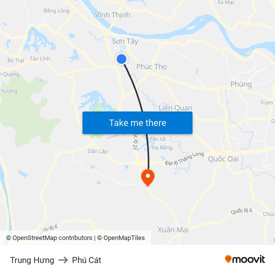 Trung Hưng to Phú Cát map