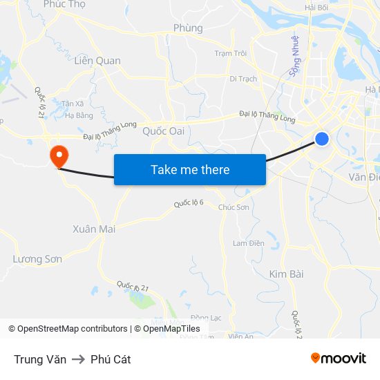 Trung Văn to Phú Cát map