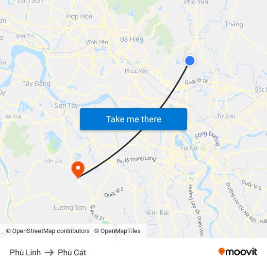Phù Linh to Phú Cát map