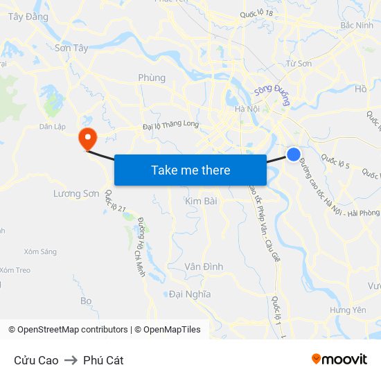 Cửu Cao to Phú Cát map