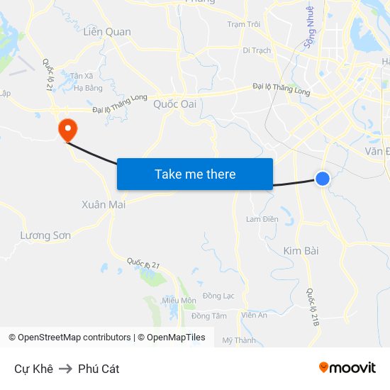 Cự Khê to Phú Cát map