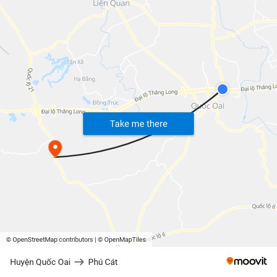 Huyện Quốc Oai to Phú Cát map