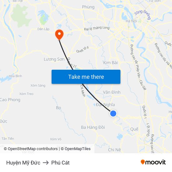 Huyện Mỹ Đức to Phú Cát map