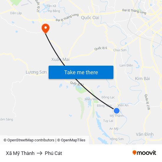 Xã Mỹ Thành to Phú Cát map