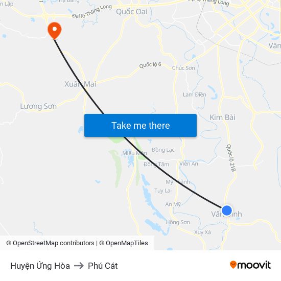 Huyện Ứng Hòa to Phú Cát map