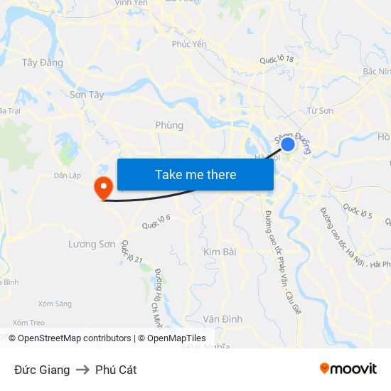 Đức Giang to Phú Cát map
