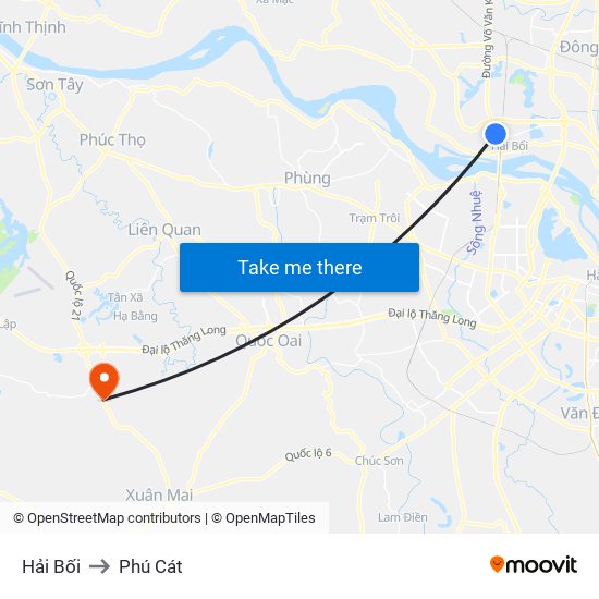 Hải Bối to Phú Cát map