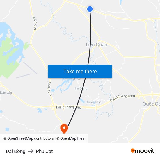 Đại Đồng to Phú Cát map