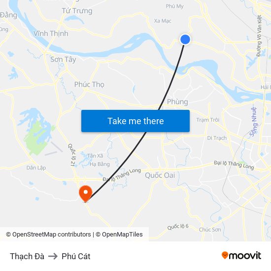 Thạch Đà to Phú Cát map