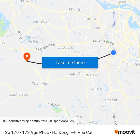 Số 170 - 172 Vạn Phúc - Hà Đông to Phú Cát map