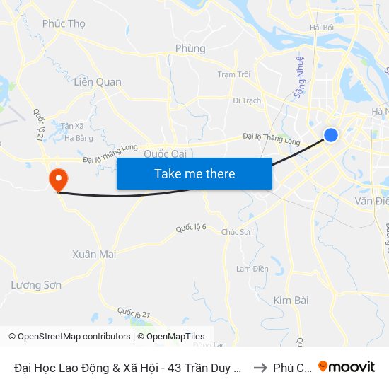 Đại Học Lao Động & Xã Hội - 43 Trần Duy Hưng to Phú Cát map