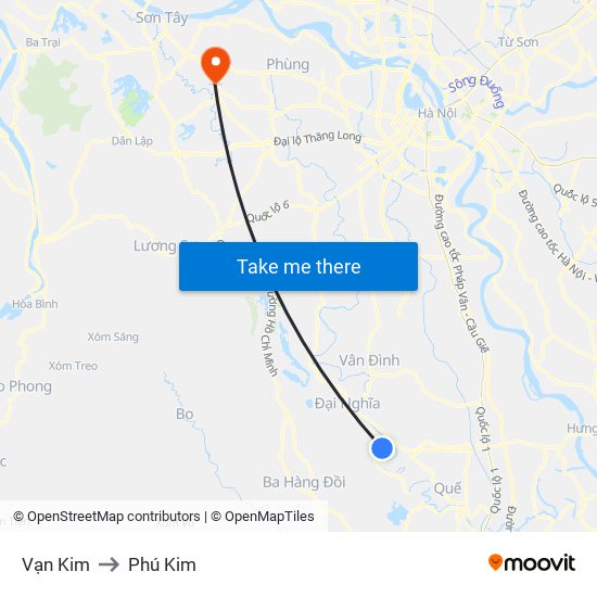 Vạn Kim to Phú Kim map