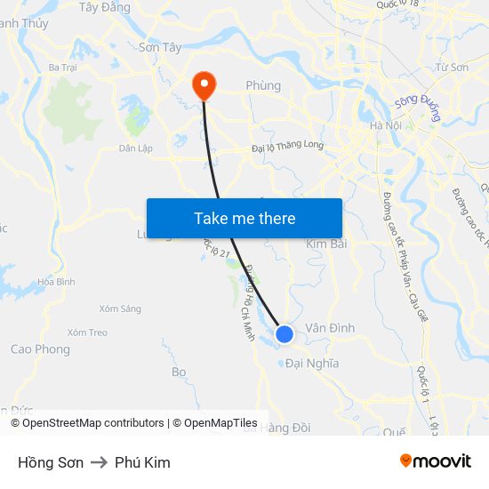 Hồng Sơn to Phú Kim map