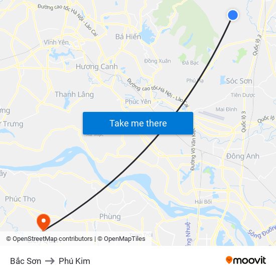 Bắc Sơn to Phú Kim map