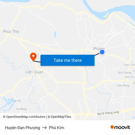 Huyện Đan Phượng to Phú Kim map