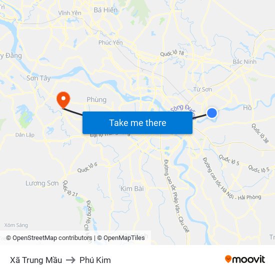 Xã Trung Mầu to Phú Kim map