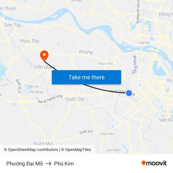 Phường Đại Mỗ to Phú Kim map