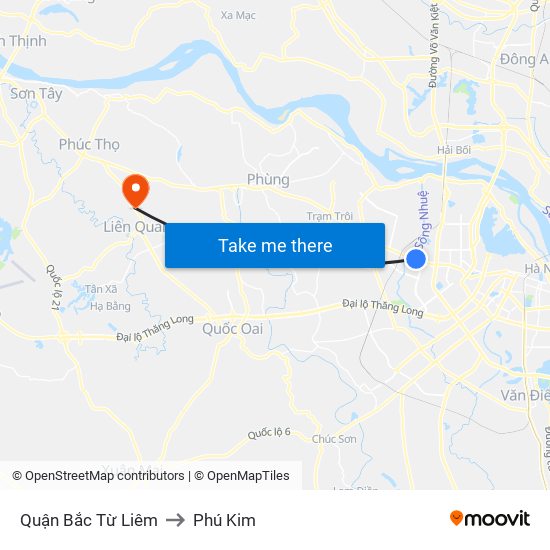 Quận Bắc Từ Liêm to Phú Kim map