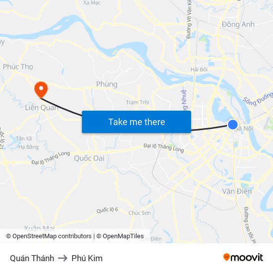 Quán Thánh to Phú Kim map