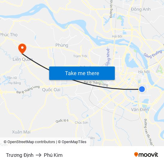 Trương Định to Phú Kim map