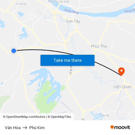 Vân Hòa to Phú Kim map