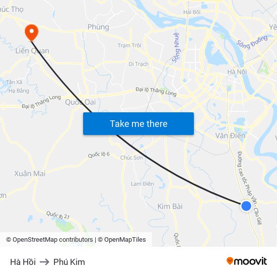 Hà Hồi to Phú Kim map