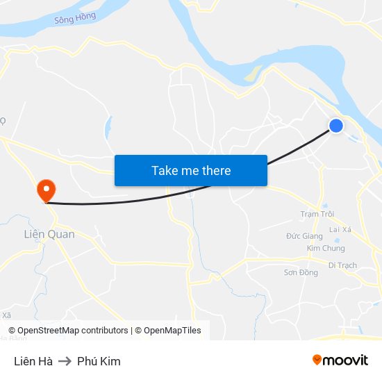Liên Hà to Phú Kim map