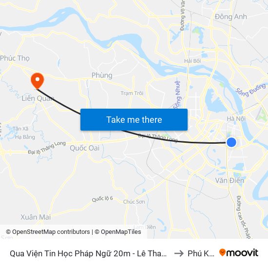 Qua Viện Tin Học Pháp Ngữ 20m - Lê Thanh Nghị to Phú Kim map