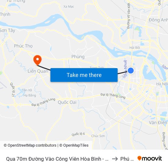 Qua 70m Đường Vào Công Viên Hòa Bình - Phạm Văn Đồng to Phú Kim map