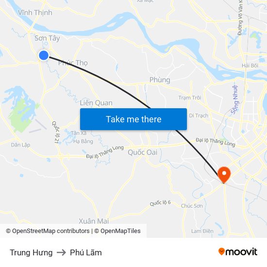 Trung Hưng to Phú Lãm map