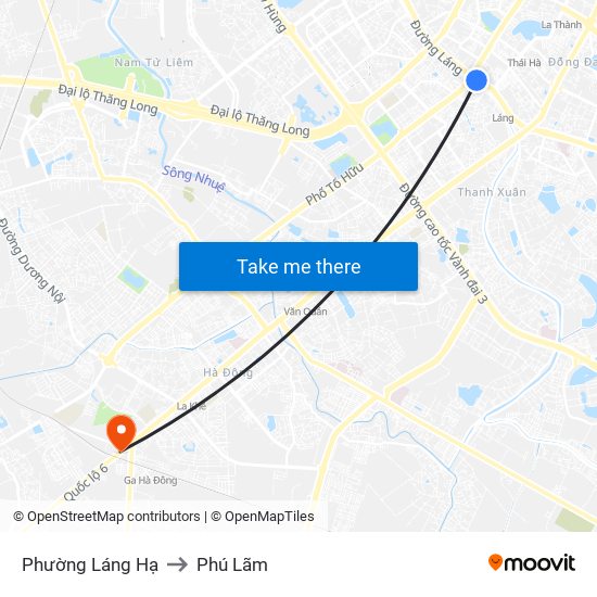 Phường Láng Hạ to Phú Lãm map