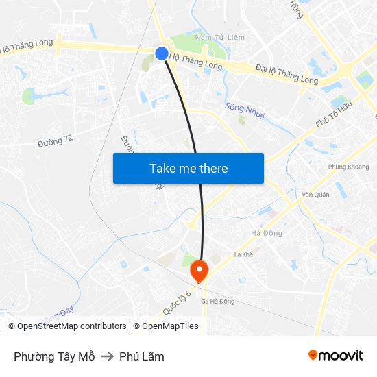 Phường Tây Mỗ to Phú Lãm map