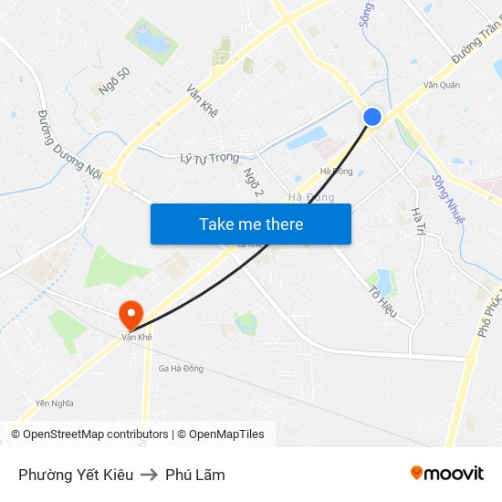 Phường Yết Kiêu to Phú Lãm map