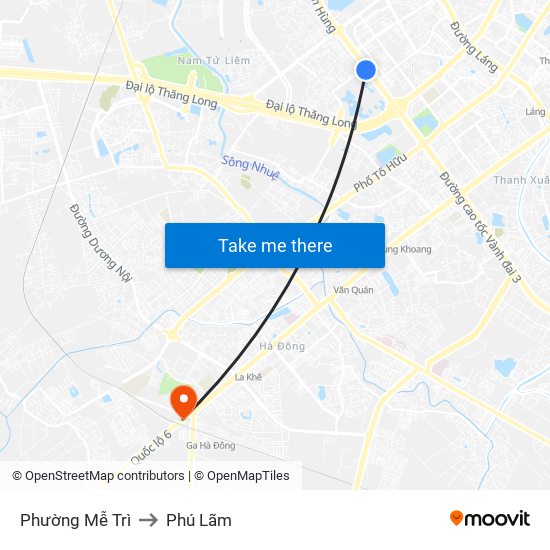 Phường Mễ Trì to Phú Lãm map