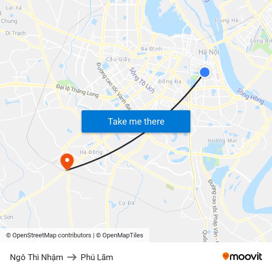 Ngô Thì Nhậm to Phú Lãm map