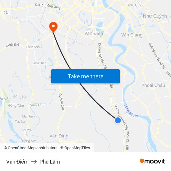 Vạn Điểm to Phú Lãm map