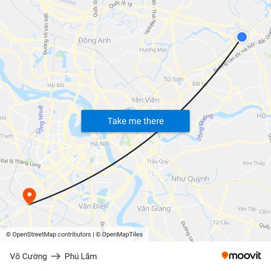 Võ Cường to Phú Lãm map