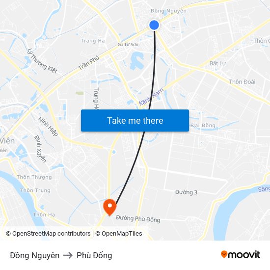 Đồng Nguyên to Phù Đổng map