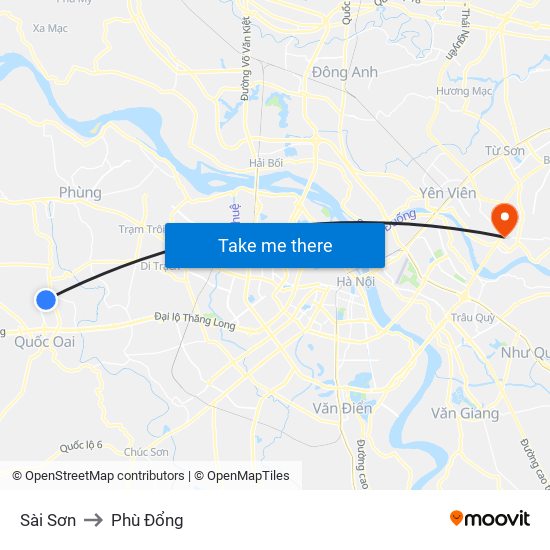 Sài Sơn to Phù Đổng map