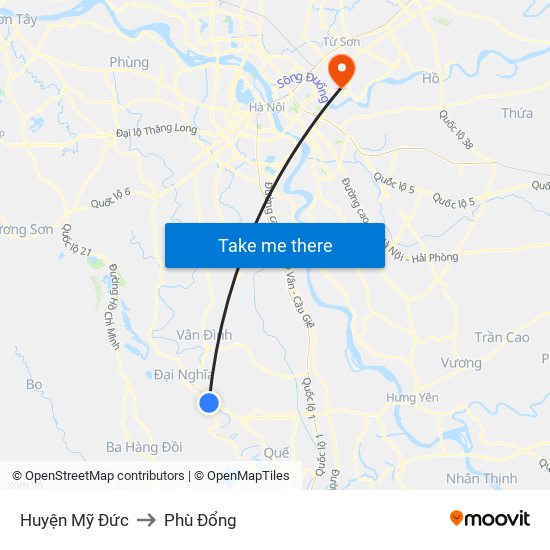 Huyện Mỹ Đức to Phù Đổng map