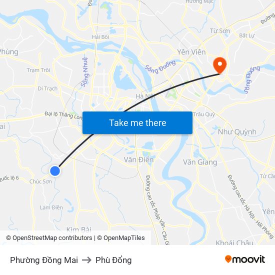 Phường Đồng Mai to Phù Đổng map